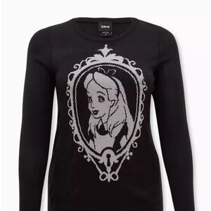 Torrid PLUS SZ Disney Woman’s Sweater Alice In Wonderland Black Plus Sz 6x